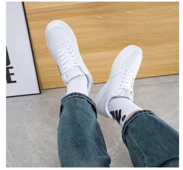Unisex White K-Style Casual Sneakers Detail