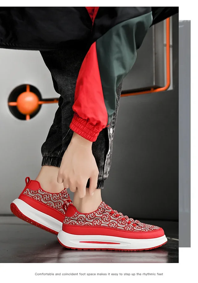 Men's Canvas Slip-On Sneakers Thick Sole Detail
