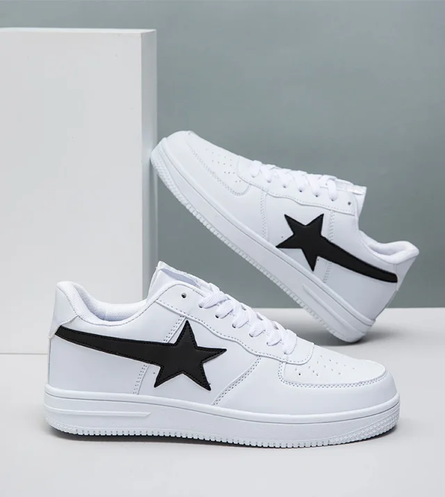 Unisex White K-Style Casual Sneakers Detail