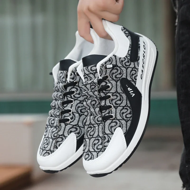 Men's Bear Canvas Viral Comfort Sole Patchwork Sneakers