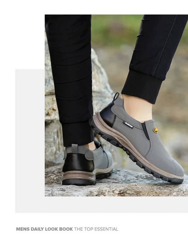 Men's Size 46 Slip-On Leather Hikers Detail