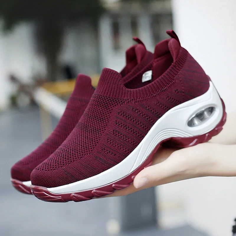 Women's Breathable Mesh Walking Slip-On Air Cushion Plus Size