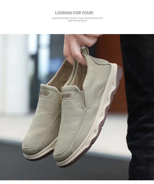 Men's Spring British Slip-On Canvas Loafers Detail