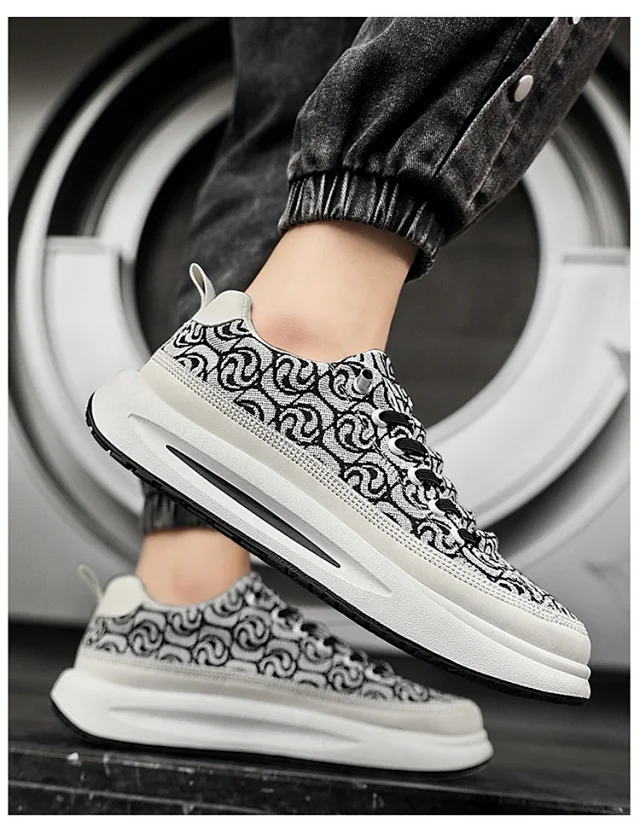 Men's Canvas Slip-On Sneakers Thick Sole Detail