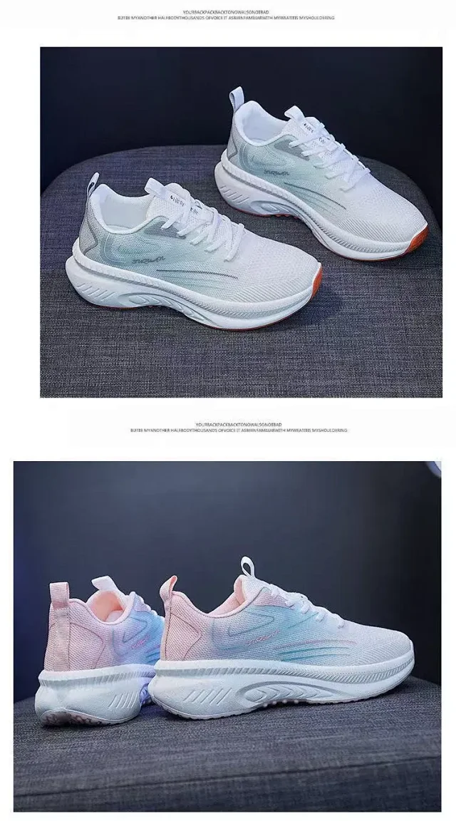 Women's Chunky White Mesh Sneakers Detail