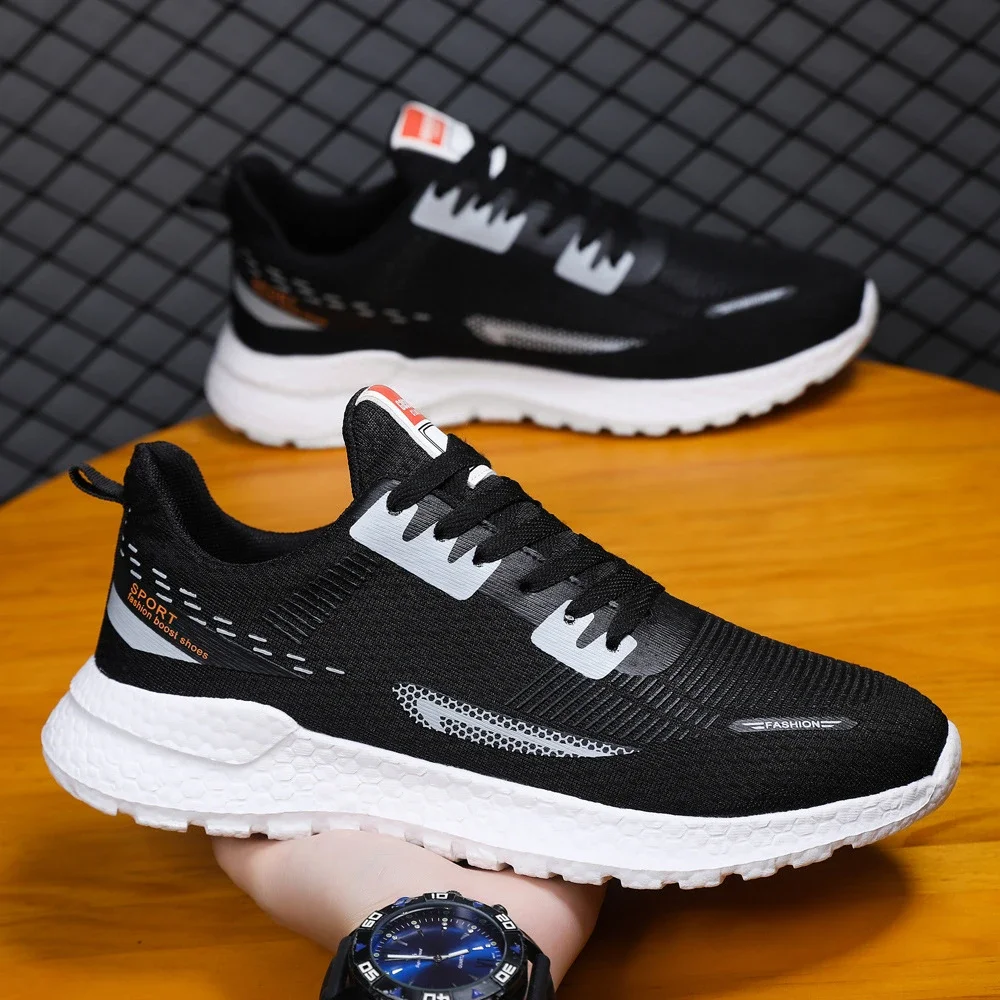 Men's Lightweight Knit White Sneakers Trendy Motion
