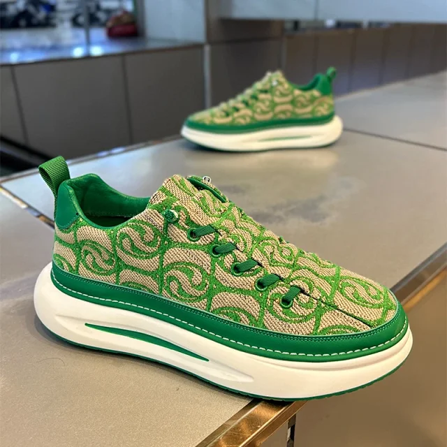 Men's Canvas Slip-On Sneakers Thick Sole Detail