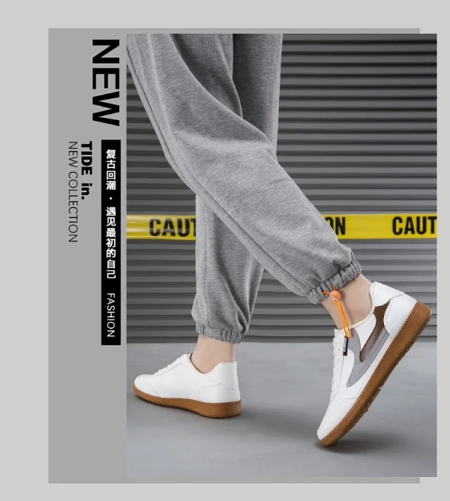 Men's 2025 Leather Sneakers White Canvas Breathable Detail