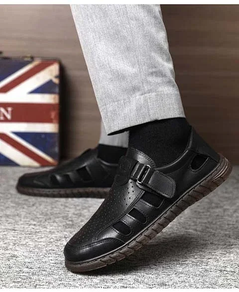 Men's Leather Breathable Dad Sandals Flex Sole Detail