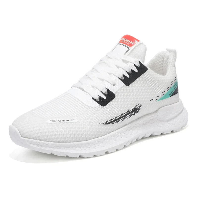 Men's Lightweight Knit White Sneakers Trendy Motion