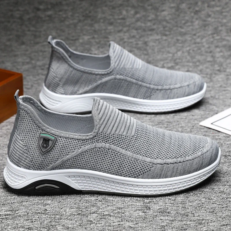 Men's Breathable Knit Canvas Low-Top Athletic Shoes