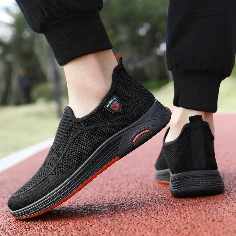 Men's Breathable Knit Canvas Low-Top Athletic Shoes