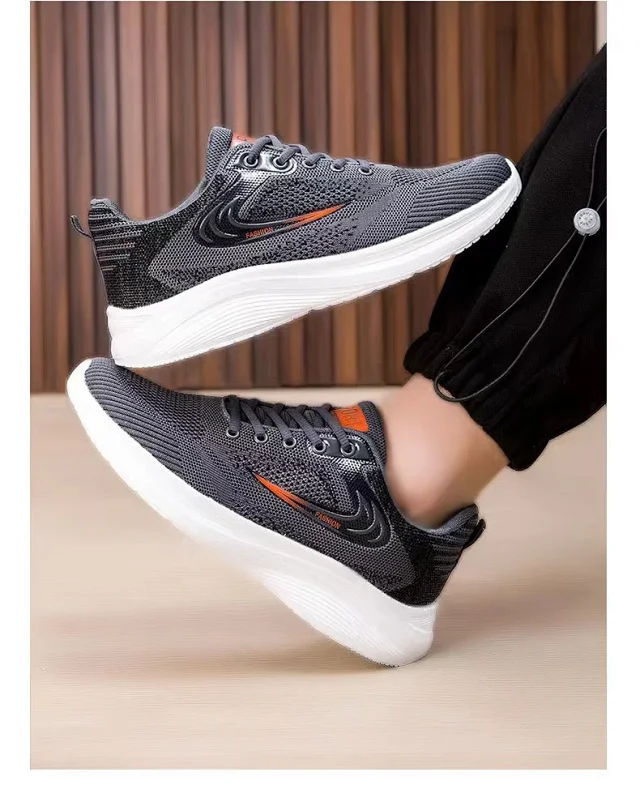 Men's Mesh Walking Sneakers with Lift Detail