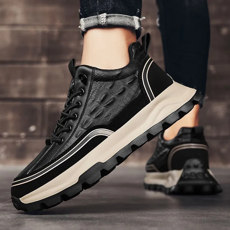Elevated Chunky Leather Running Shoes