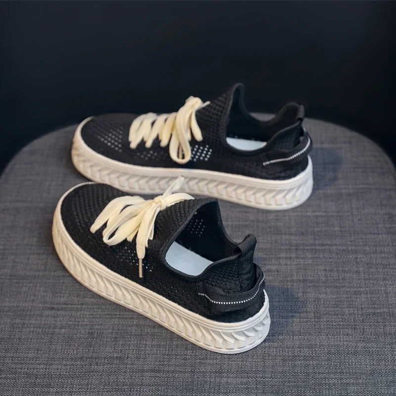 Women's Platform White Sneakers 2025 Mesh Athletic +2cm Y2K