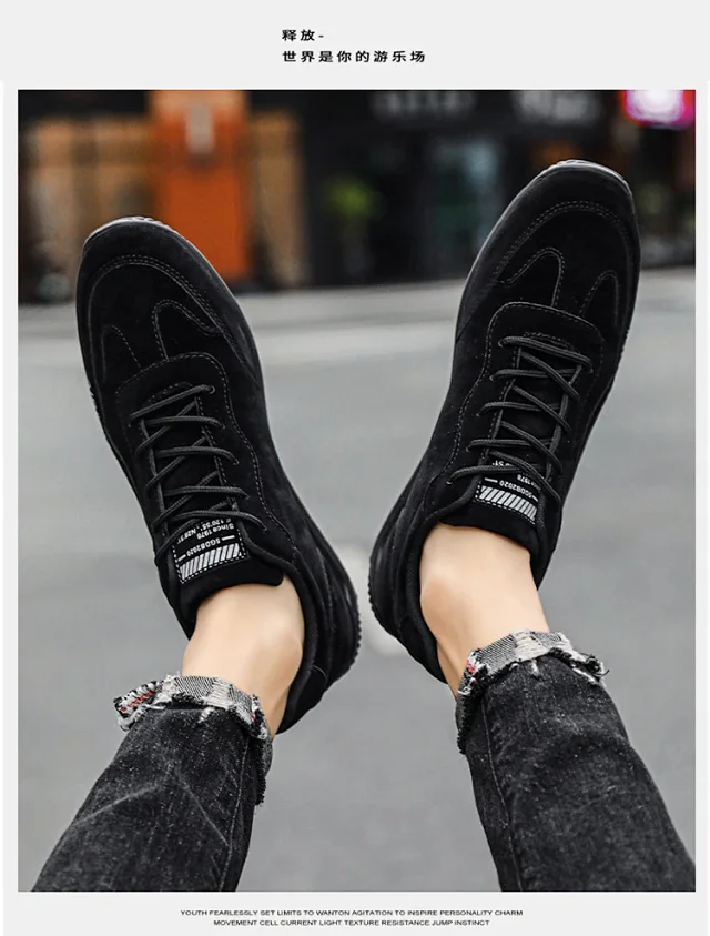 Men's Solid Lightweight Breathable Running Sneakers Detail