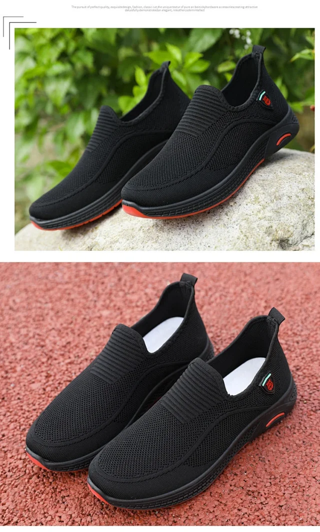 Men's Breathable Knit Canvas Low-Top Athletic Shoes Detail