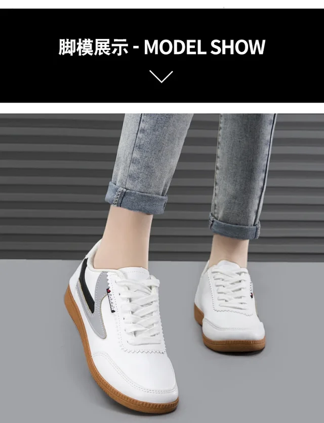 Men's 2025 Leather Sneakers White Canvas Breathable Detail