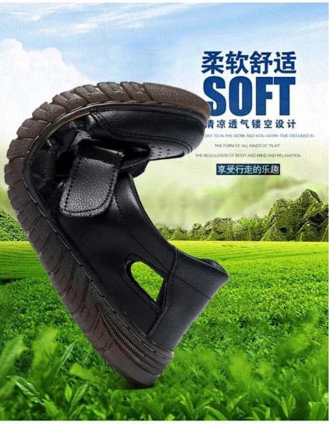 Men's Leather Breathable Dad Sandals Flex Sole Detail