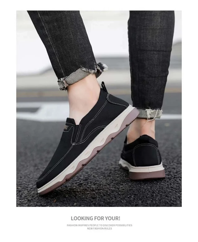 Men's Spring British Slip-On Canvas Loafers Detail