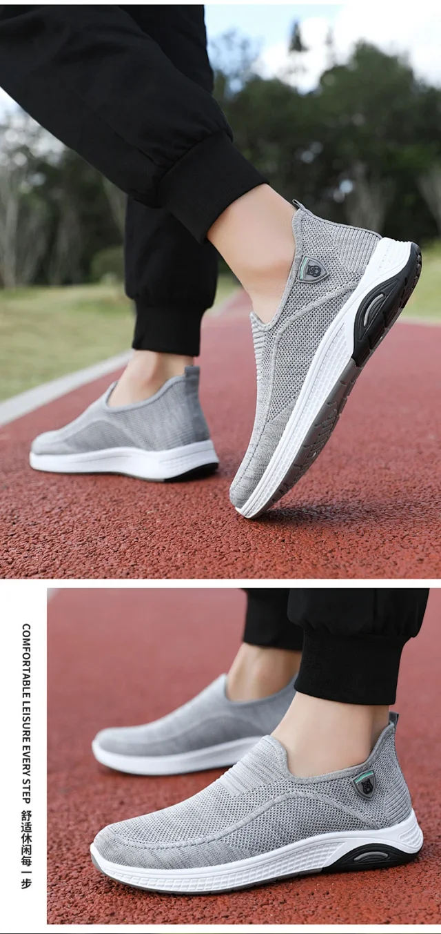 Men's Breathable Knit Canvas Low-Top Athletic Shoes Detail