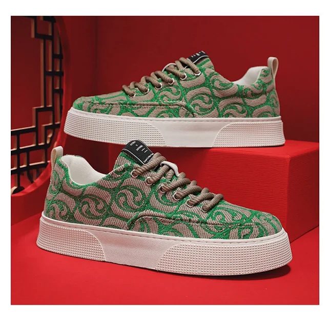 Men's Printed Flat Retro Urban Sneakers Detail