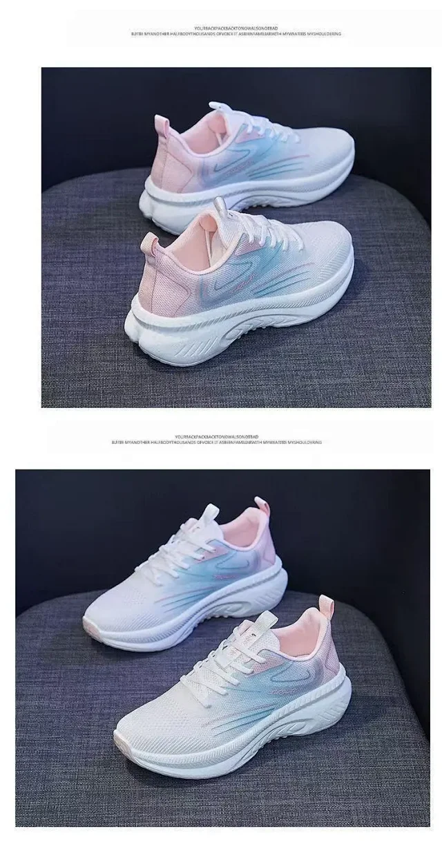 Women's Chunky White Mesh Sneakers Detail