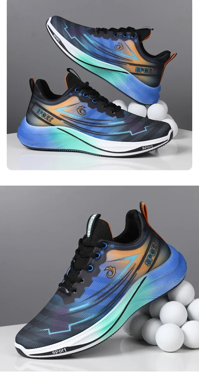Breathable Knit Men's Cushioned Running Shoes 2025 Detail