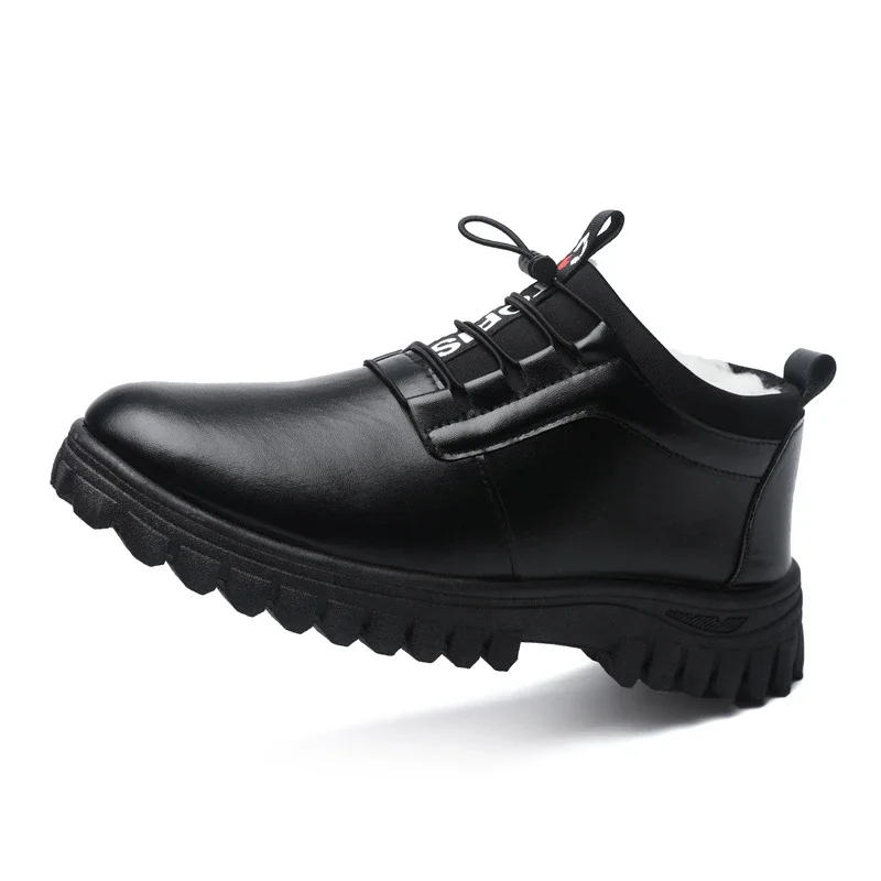 Men's Fleece-Lined Leather Snow Boots