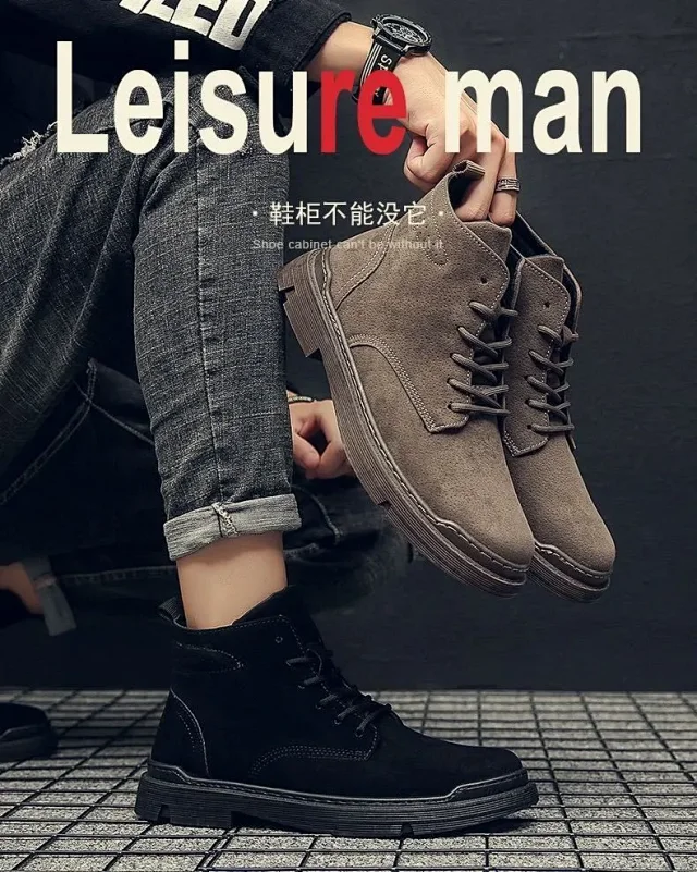 Men's British High-top Insulated Martin Boots Detail