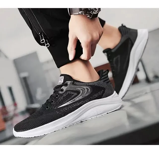 Men's Mesh Walking Sneakers with Lift Detail
