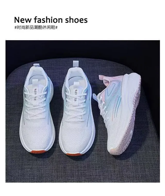 Spring Women's Platform White Mesh Sneakers Detail