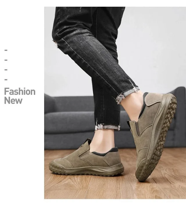 Men's Canvas Slip-On Work Driving Shoes Detail