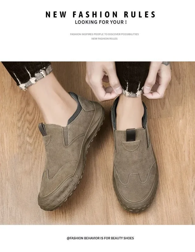 Men's Canvas Slip-On Work Driving Shoes Detail