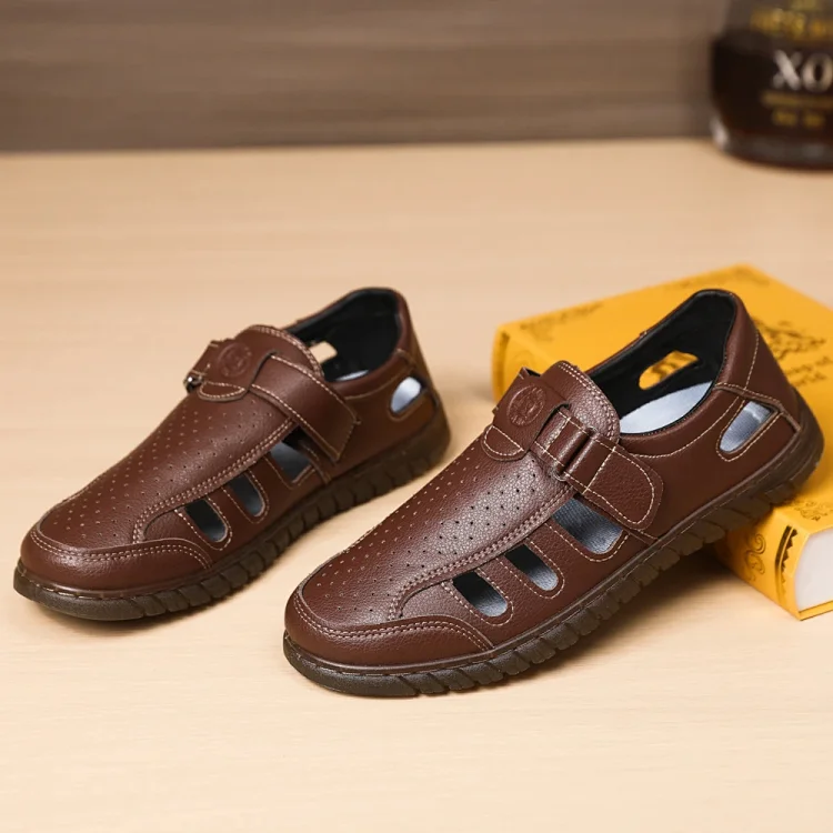 Men's Leather Sandals Non-slip Sole Business Casual Smart Breathable Sandals