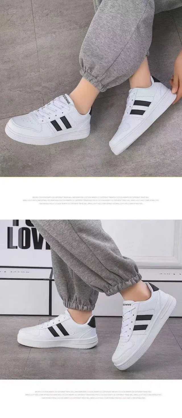 Unisex Breathable White Couples Sneakers Detail