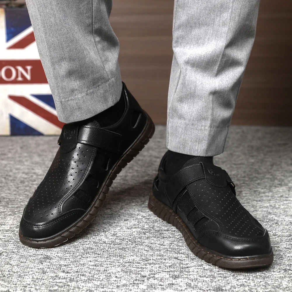 Men's Leather Breathable Dad Sandals Flex Sole