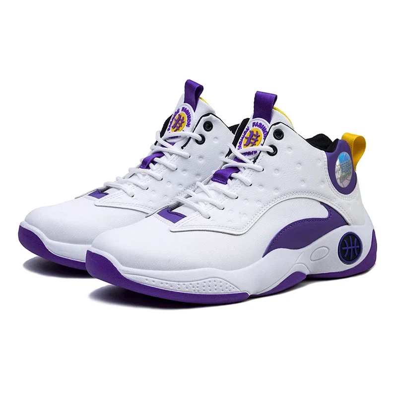 Youth Breathable Leather High-Top Basketball Shoes
