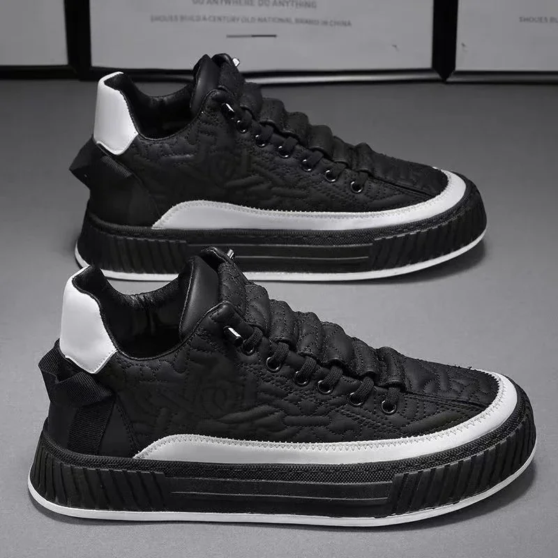 Men's Waterproof Leather Platform Slip-On Sneakers