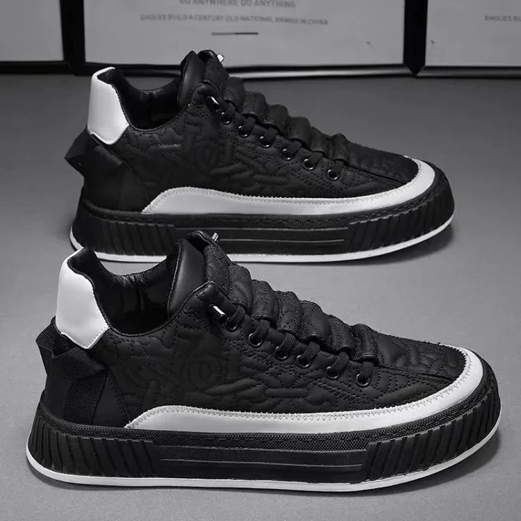 Men's Waterproof Leather Platform Slip-On Sneakers