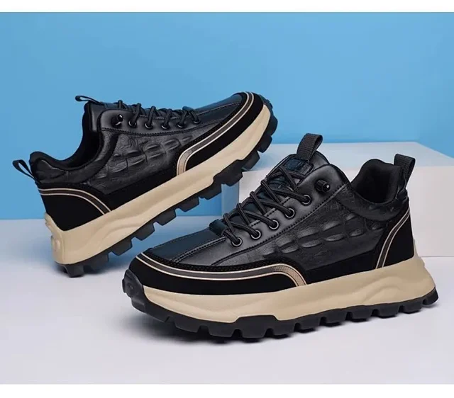 Elevated Chunky Leather Running Shoes Detail