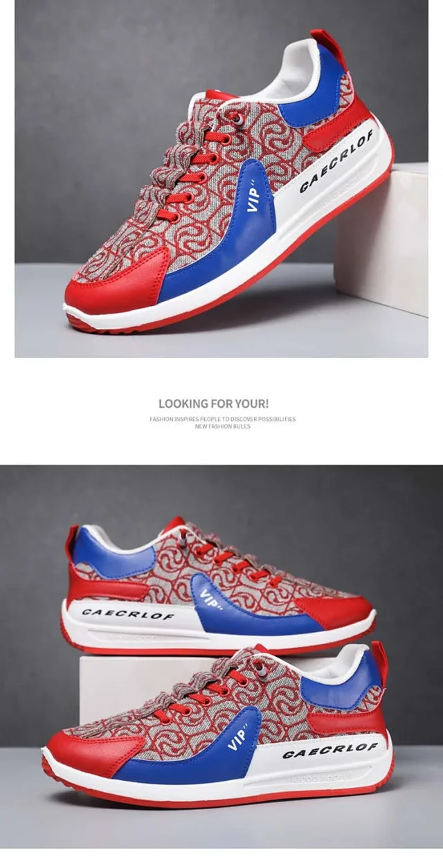 Men's Bear Canvas Viral Comfort Sole Patchwork Sneakers Detail