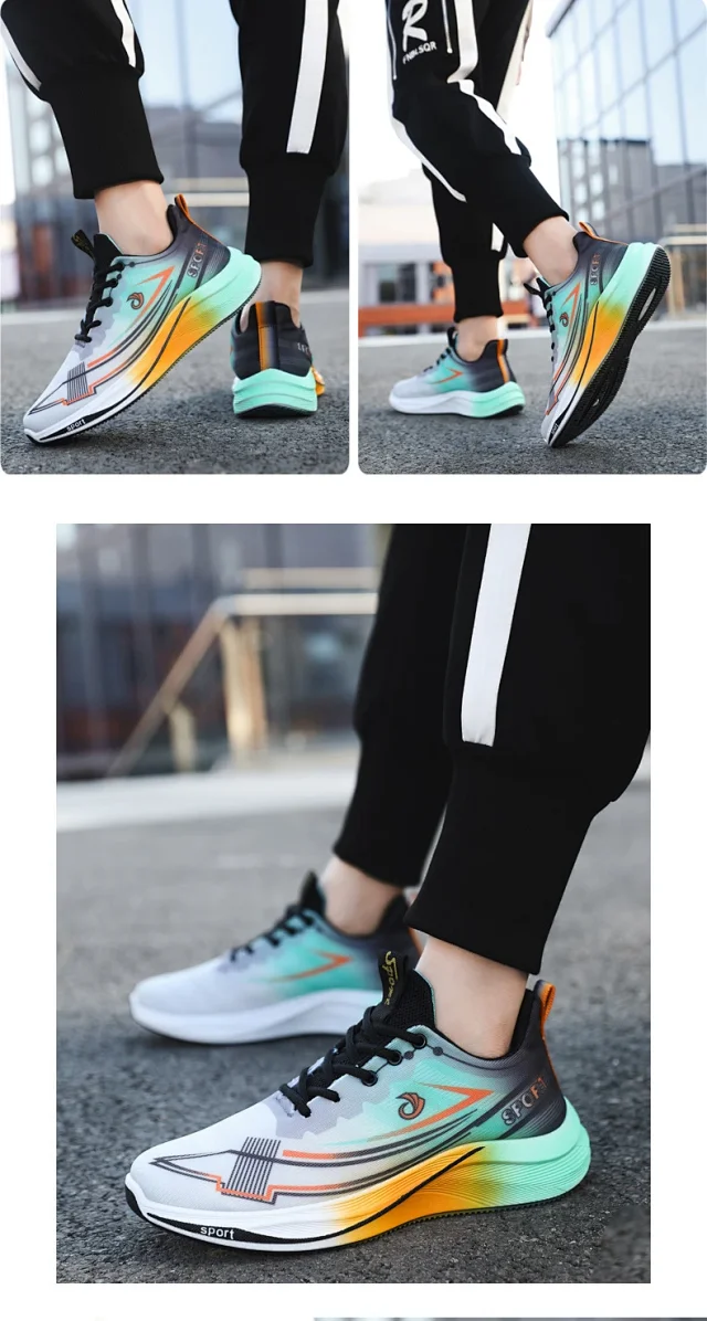 Breathable Knit Men's Cushioned Running Shoes 2025 Detail