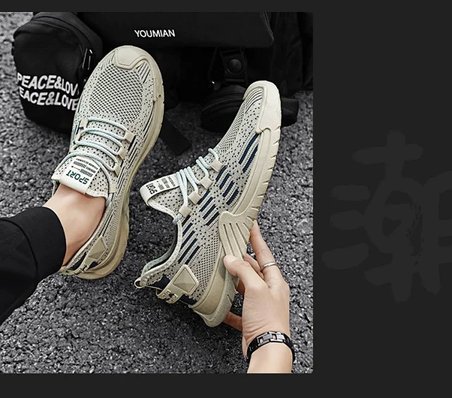 Men's Flyknit Mesh Lightweight Running Shoes Detail