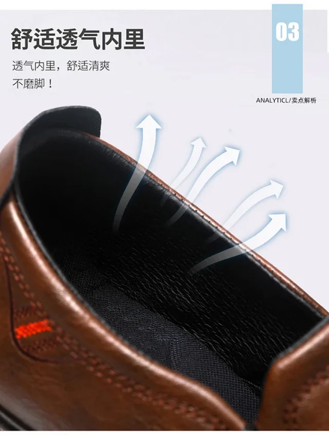 New Men's Slip-On Soft-Sole Leather Shoes Detail