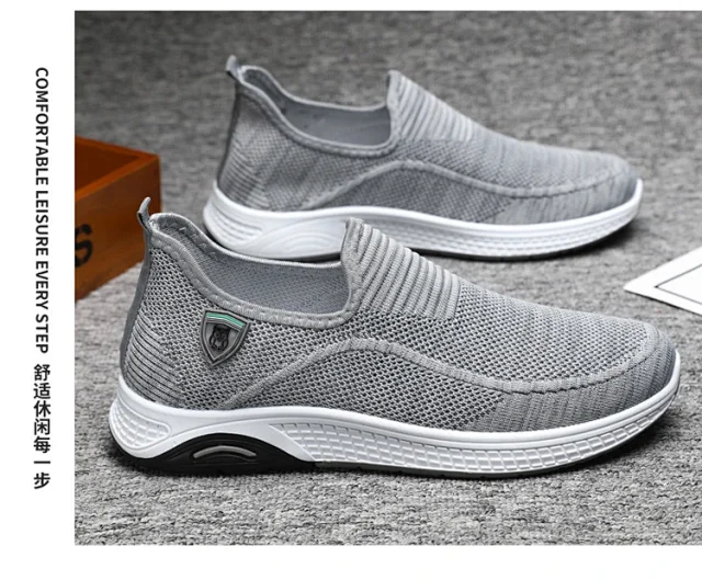 Men's Breathable Knit Canvas Low-Top Athletic Shoes Detail