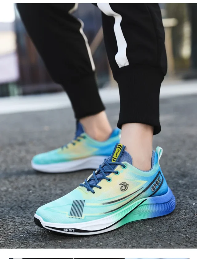 Breathable Knit Men's Cushioned Running Shoes 2025 Detail
