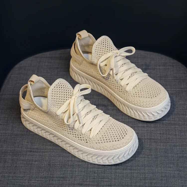 Women's Platform White Sneakers 2025 Mesh Athletic +2cm Y2K