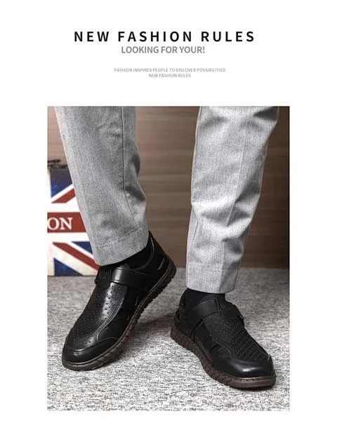 Men's Leather Sandals Non-slip Sole Business Casual Smart Breathable Sandals Detail