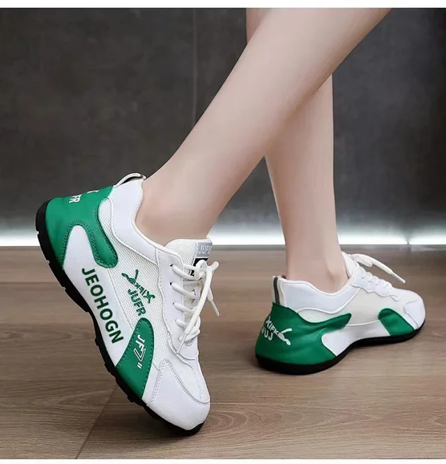 Women's Leather Color-Block Platform Sneakers Detail